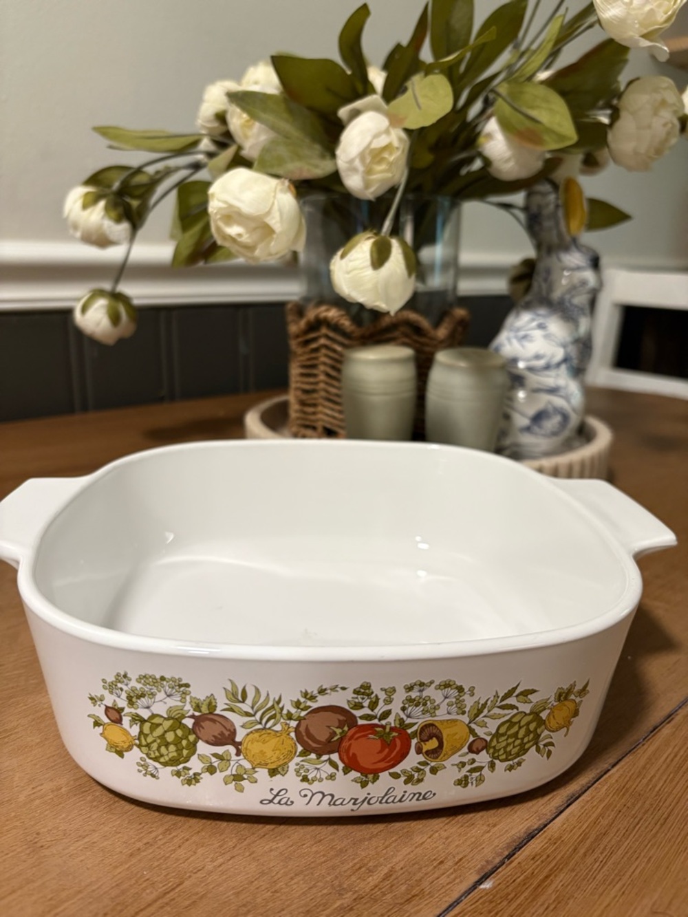 Vintage CorningWare La Marjolaine Casserole Dish | 1970s Floral Baking Dish 2 QT